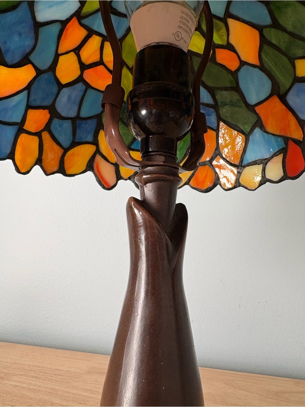 Stained Table Lamp - Multicolor Tiffany-Style Home Art (Not glass) - Picture 12 of 14